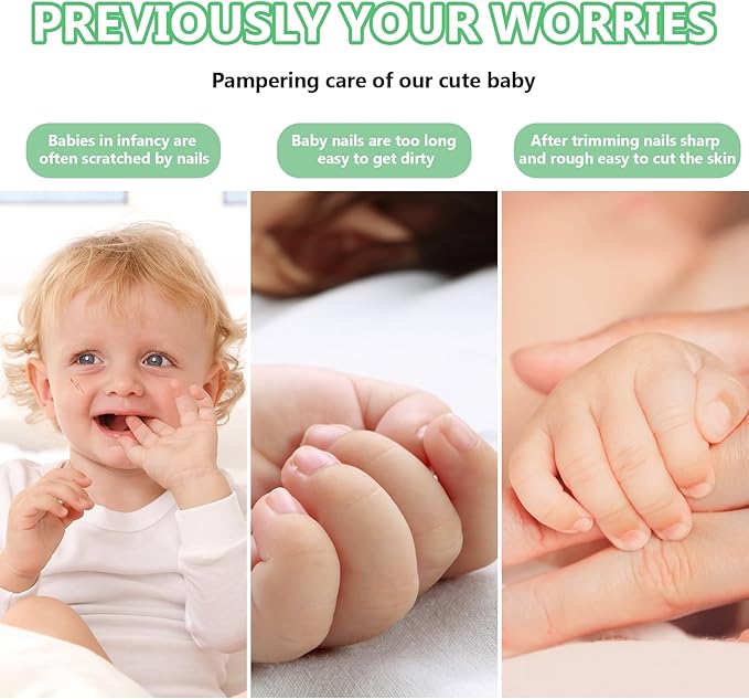 Baby Nail Trimmer Electric, 6 in 1 Baby Nail File Clippers Infant Grooming Kit Manicure Set for Toddler or Adults, Green-CubbioJoy