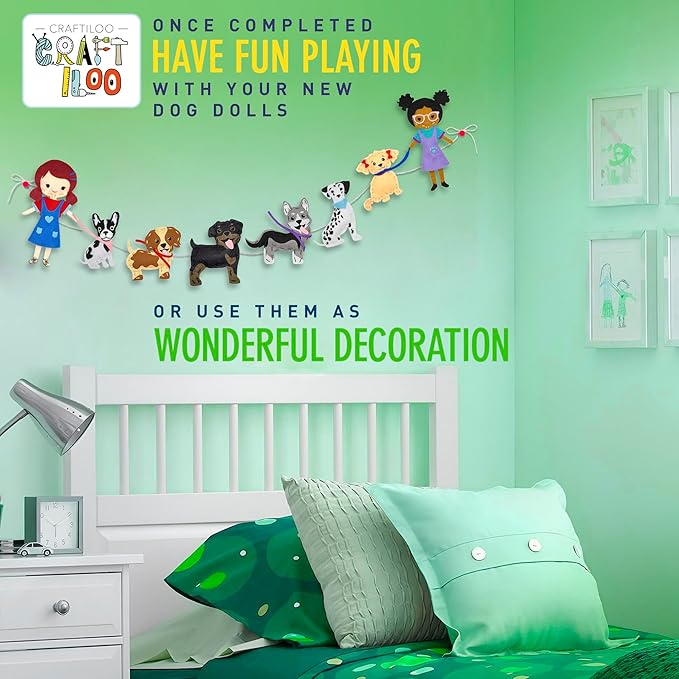 CRAFTILOO 8 Pre-Cut Dogs Stuffed Animal Fun Kids Sewing Kit for Kids Ages 8-12 Children Beginners Sewing kit Kid Puppy Crafts Felt Pillow Plush Craft Kit Girls and Boys-CubbioJoy