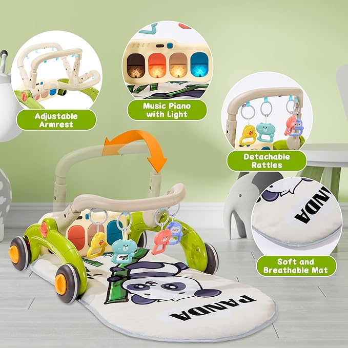 Baby Play Gym Walker Kick and Play Piano Gym Musical Tummy Time Mat for Boys Girls Infant Newborn Gifts (Panda Upgraded)-CubbioJoy