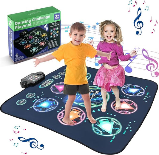 Dance Mat, Electronic Dance Mixer Rhythm Step PlayMat,Dance pad Game Toy for Girls Boys,Christmas/Festival/Birthday Gift for Kids, Built-in Music,24 Challenge Levels,Age 3-4 6 7 8 9 10 11 12+ Year Old-CubbioJoy