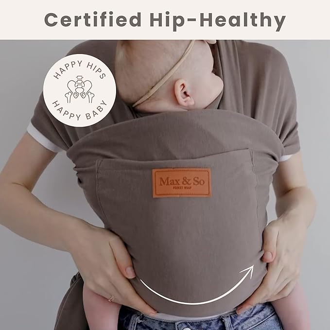 Baby Wrap Carrier - Premium Cotton Baby Carrier Wrap for Newborn to Toddler- Infant Carrier for Babies 8-35 lb - Baby Holder One Size Fits All with Front Pocket by Max&so-CubbioJoy