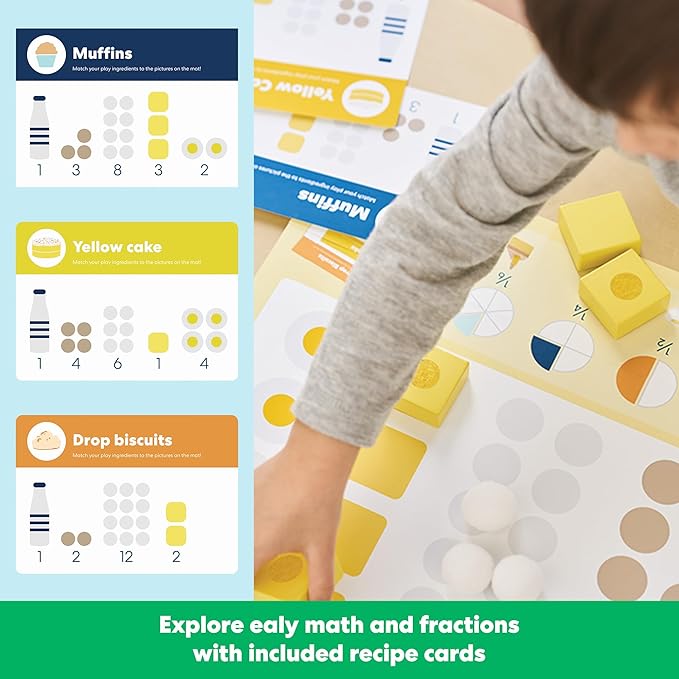 Bake-a-Cake Stand Mixer | KiwiCo Play Kitchen | Kids Baking Set Ages 3+ | Learn Early Math with Wooden Kitchen Play Set | Includes Ingredients, Stand Mixer, Measuring Spoons, Recipe Cards and More-CubbioJoy