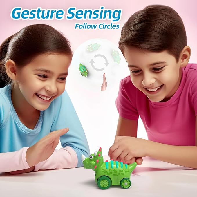 Interactive Dinosaur Toy Car, Electronic Dinosaur Car with Smart Follow Ball and Gesture Control, Rechargeable, Dino Toys for 3 Year Old Boys Girls and Toddlers,Boy Toys Age 3,4,5 and Up-CubbioJoy