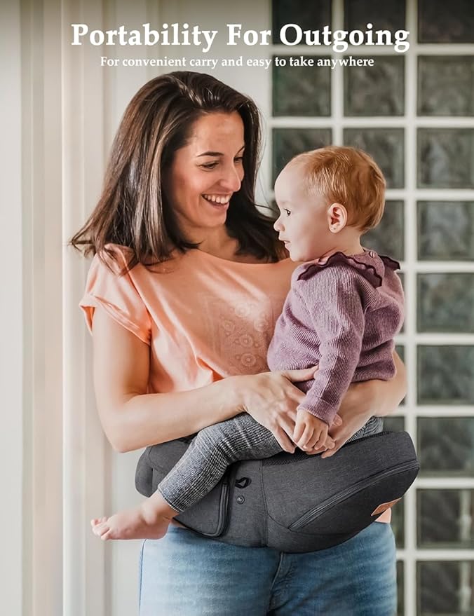 besrey Baby Hip Carrier, Adjustable Waist Belt Carrier, Ergonomic M Position Baby Hip Seat Carrie, Up to 44lb, Easy Fold Up, Infant Hipseat with Fanny Pack-CubbioJoy