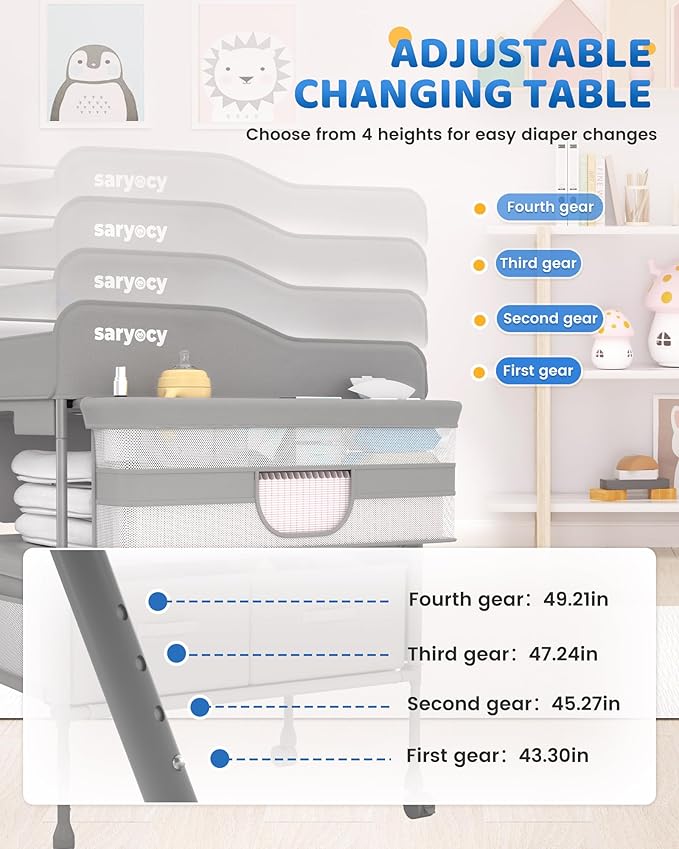Baby Changing Table, Versatile Folding Changing Table, Waterproof Diaper Changing Station, Adjustable Height with 2 Drawers,Baby Changing Station, Mobile Nursery for Infant and Newborn-CubbioJoy