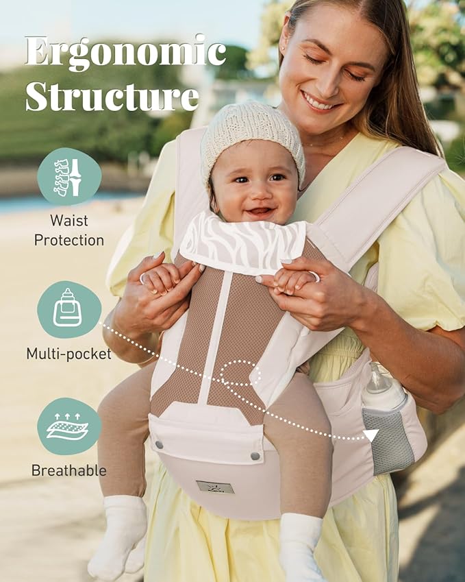 Baby Carrier Newborn to Toddler, 6-in-1 Baby Carrier, Adjustable Detachable Infant Baby Hip Seat Carrier for 7-50lbs-CubbioJoy