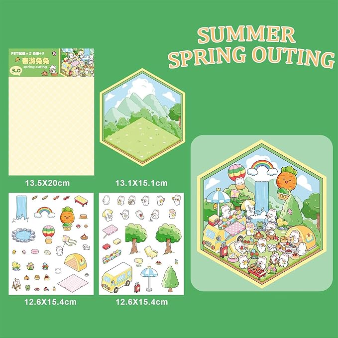 4 Sets DIY 3D House Stickers,Make Your Own Warm Home,Fun Cute Cartoon Stickers Scene Make Your Own Mini Room Scenes Miniature Supermarket for Relief Stress Pass The Time-CubbioJoy