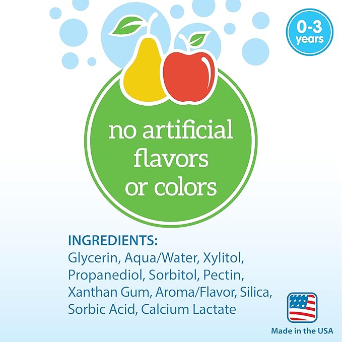 Dr. Brown's Infant-to-Toddler Training Toothbrush Set, Blue Elephant with Fluoride-Free Apple Pear Baby Toothpaste, 0-3 years-CubbioJoy