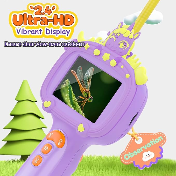 Borescope Snake Camera Endoscope with Light & Flexible Tube for Kids - Educational STEM Science Toy for Boys & Girls Ages 3-10, Birthday for Nature Exploration - Purple-CubbioJoy