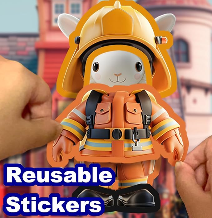 Dino Fun Animal Dress-up Sticker Book for Kids, Reusable Sticker Book for Toddlers 2-4 Years,12 Animals+Over 200 Cloths & Accessories,Sticker Dress up - Removable Sticker Activity Book for Girls-CubbioJoy