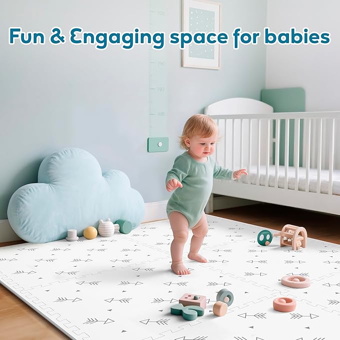 Baby Foam Play Mat-72”x 48” Baby Playmat,6-Piece Interlocking Foam Floor Tiles,Puzzle Mat for Infants and Toddlers,Waterproof Crawling Mat,Non Toxic Play Mat for Baby Tummy Time Mat(Arrow)-CubbioJoy