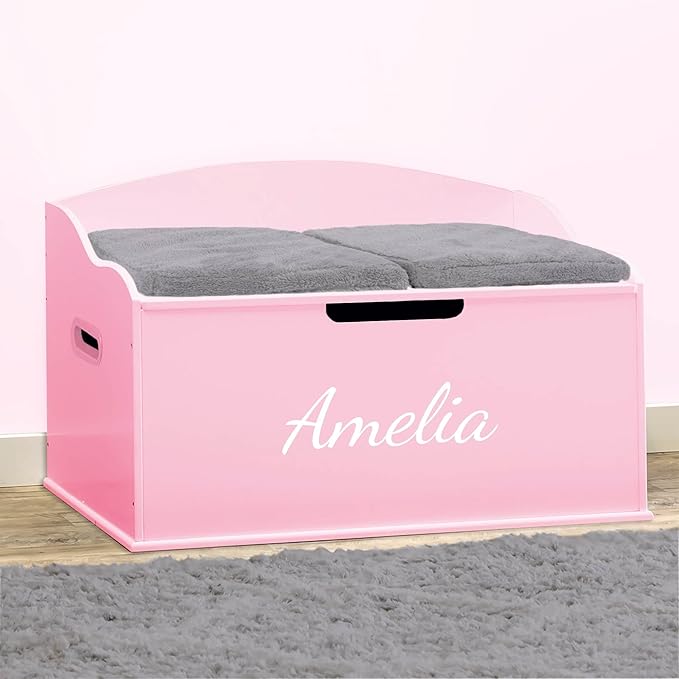 DIBSIES Personalized Creative Wonders Toy Box, Signature Series for Girls, 30 x 19.25 x 18 inches, Soft-Close Lid (Pink)-CubbioJoy