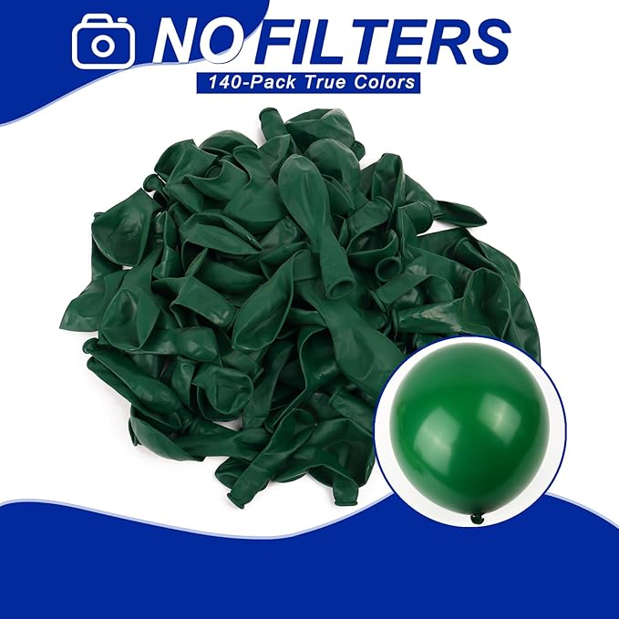 140pcs Night Green Round Balloons Different Sizes 18 12 10 5 Inch Latex Balloons for Arch Decoration Party Balloon Kit for Graduation Birthday Party Wedding Balloon Baby Shower Decoration-CubbioJoy