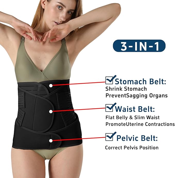 3 in 1 Postpartum Belly Band Post Partum for Women Abdominal Binder Surgery C Section Recovery Stomach Belly Wrap Belt-CubbioJoy
