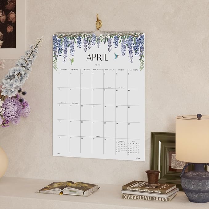 Jotsome Wall Calendar 2025-2026, Academic Monthly Wall Calendar From July 2025 to December 2026 11.2x14.2 inch Wall Decoration for Home and Office, Easy Planning (Florals, 11.2" x 14.2")-CubbioJoy