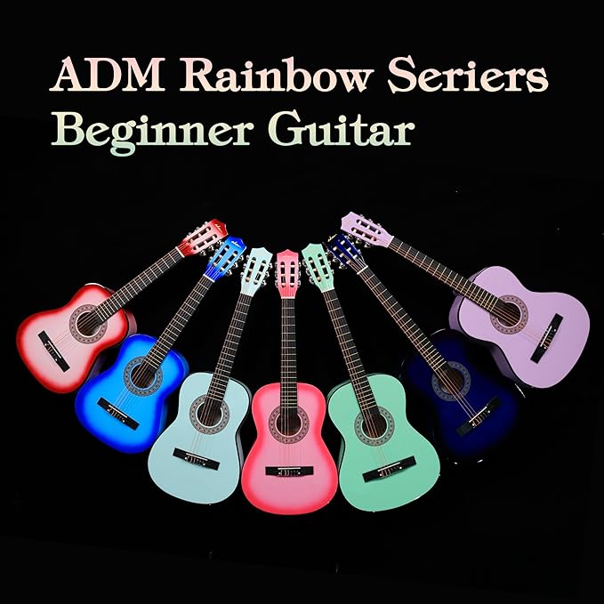 ADM Beginner Acoustic Classical Guitar 38 Inch Nylon Strings Wooden Guitar Bundle Kit for Kid Boy Girl Student Youth Guitarra Online Lessons with Gig Bag, Strap, Tuner, Strings, Blue-CubbioJoy