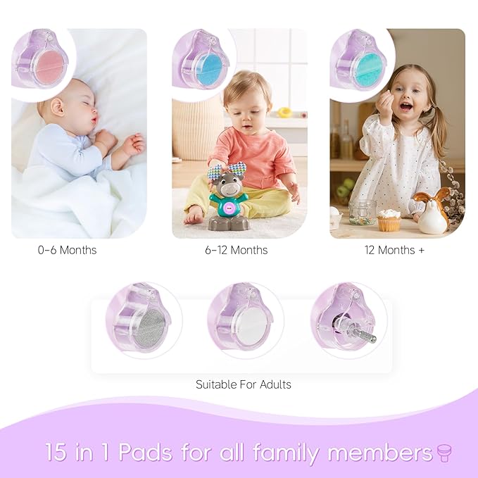 Baby Nail Trimmer Electric, 15 in 1 Baby Nail Clippers for Gentle Nail Care, Rechargeable Baby Nail File Electric with Light &15 Grinding Pads for Infant Toddler, Purple-CubbioJoy