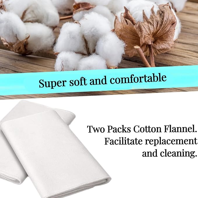 2 Pcs Organic Cotton Flannel for Castor Oil Pack Wrap, Reusable Castor Oil Compress for Liver Detox, Castor Oil Pads for Abdomen, Joints & Other Areas-CubbioJoy