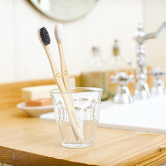 Biodegradable Bamboo Toothbrushes, 10 Piece BPA Free Soft Bristles Toothbrushes, Natural, Eco-Friendly, Green and Compostable-CubbioJoy