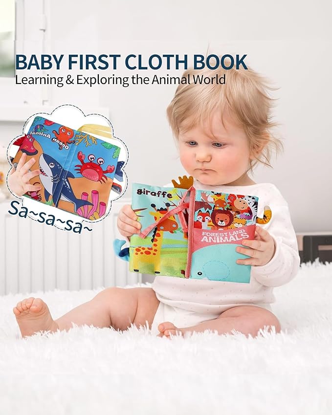 dearlomum Baby Play Mat Gym,Funny Play Piano Tummy Time Activity Mat with 5 Infant Sensory Toys & 2 Baby Book Toys, Boy & Girl Gifts for Newborn 0 to 3 6 9 12 Months(Blue)-CubbioJoy