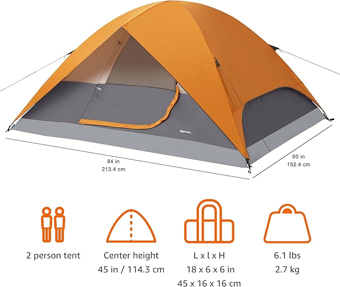 Amazon Basics Camping Tent, 3-Season Dome Design with Rainfly-CubbioJoy