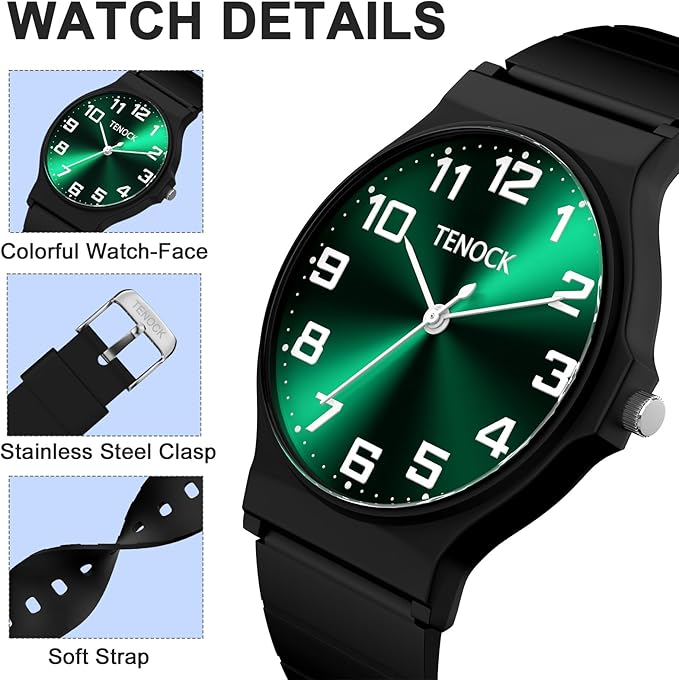 Kids Analog Watch Boys Girls, 30M Waterproof, Sports Watch for Boys, Easy to Read Children's Thin Dial Wrist Watches with Soft Band, for Ages 5-15 Kids Great Birthday Gifts Christmas Day-CubbioJoy