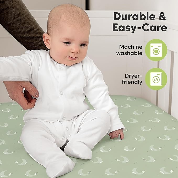 KeaBabies 2-Pack Organic Crib Sheets for Boys, Girls - 52x28 Fitted Crib Mattress Sheet Neutral, Breathable Jersey Cotton Cover for Baby Bed, Toddler Mattress, Soft & Cute Prints (Lunaris)-CubbioJoy