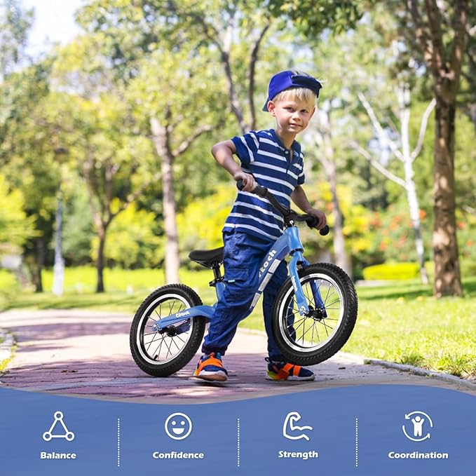 14" Kids Balance Bike for 3,4,5,6 Year Old Boys and Girls, Air Tires with Magnesium Alloy Frame, Lightweight No Pedal Toddler Training Bicycle-CubbioJoy