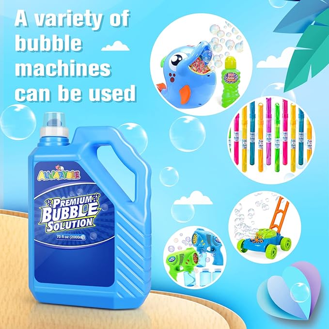 Bubble Solution Refill 70 OZ | Pre-Mix Premium Bubble Refill Solution No Measuring Required | Bubbles for Kids | Bubbles Refills | Bubbles Bulk | Bubble Machine Solution | Kids Easy Grip Bottle-CubbioJoy