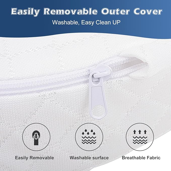 Baby Wedge Pillow for Newborn, Incline, Waterproof, Pregnancy Wedge, Premium Foam with Removable Cover, 15 x 12 x 2.6 inches-CubbioJoy