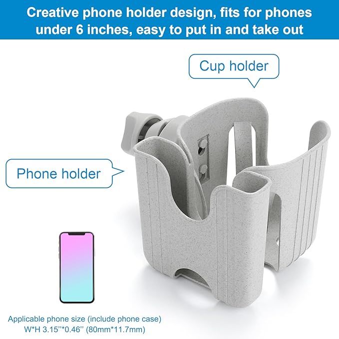 Accmor Stroller Cup Holder with Phone Holder, Bike Cup Holder, Universal Cup Holder for Uppababy Nuna Doona Strollers, 2-in-1 Cup Phone Holder for Stroller, Bike, Wheelchair, Walker, Scooter-CubbioJoy