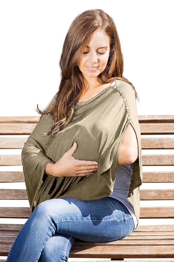 Byrd & Blume Maternity Nursing Cover Breathable Lightweight Breastfeeding Cover Wrap Shawl Scarf Poncho Full 360 (Latte, One size)-CubbioJoy