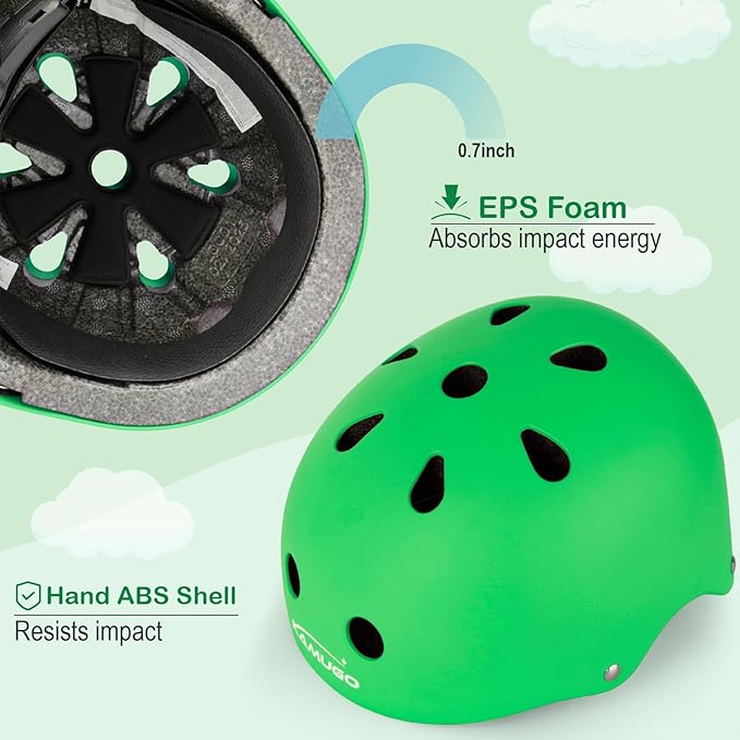 KAMUGO Kids Bike Helmet, Toddler Helmet for Ages 2-8 Boys Girls with Sports Protective Gear Set Knee Elbow Wrist Pads for Skateboard Cycling Scooter Rollerblading-CubbioJoy