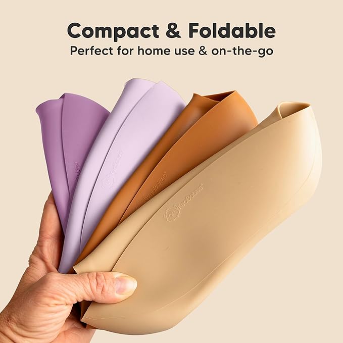 KeaBabies 2-Pack Silicone Baby Bibs for Eating - Sturdy Food-Grade Silicone Bibs for Babies Girl, Boy, Large Food Catcher, Clean & Put On Easily, Waterproof Toddler Feeding Essentials (Amethyst)-CubbioJoy