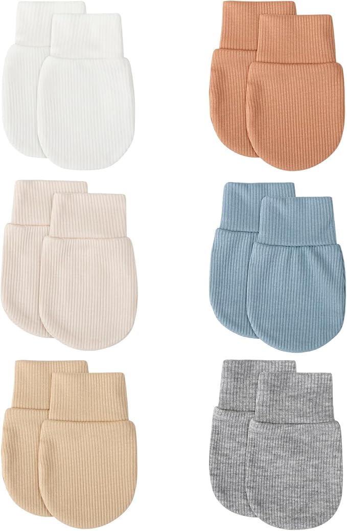 BQUBO 6 Pairs Newborn Baby Boys Girls Mittens 0-6 Months Unisex-Baby Infant Mittens Elastic No Scratch Wrist Gloves-CubbioJoy