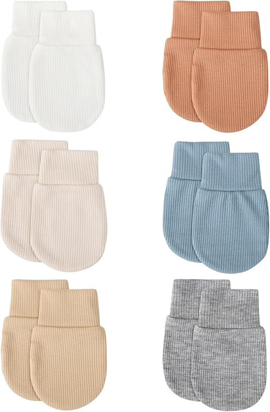 BQUBO 6 Pairs Newborn Baby Boys Girls Mittens 0-6 Months Unisex-Baby Infant Mittens Elastic No Scratch Wrist Gloves-CubbioJoy