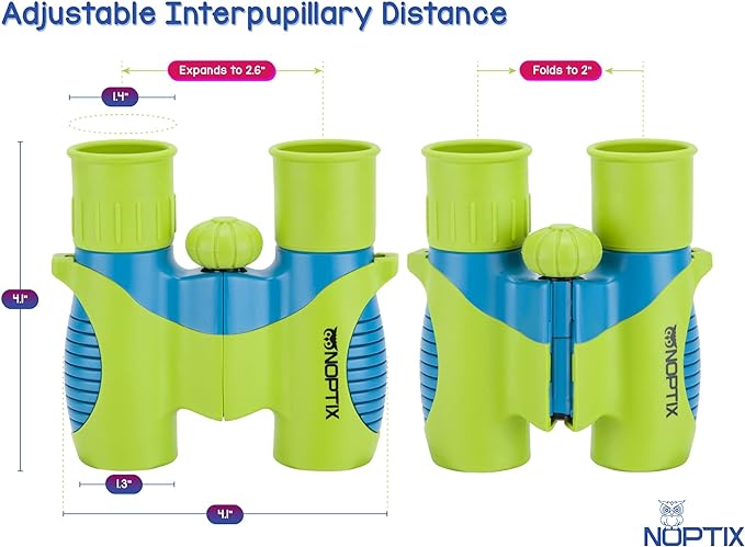 Binoculars for Kids, Girls or Boys Real Kids Binoculars in Vibrant Green Blue - Includes Sticker Book with 40 Bird Species - Small Toys for Toddlers-CubbioJoy