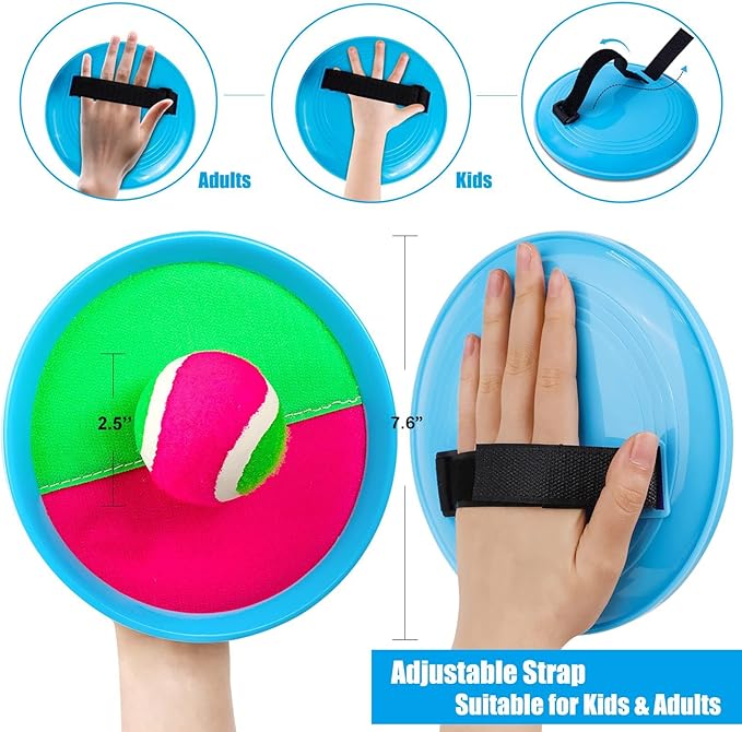 Ayeboovi Toss and Catch Ball Set Beach Toys Pool Toys Outdoor Games Outdoor Toys Yard Games Easter Toys Gifts for Kids Ball and Catch Game with 4 Paddles and 4 Balls [Upgraded Version]-CubbioJoy