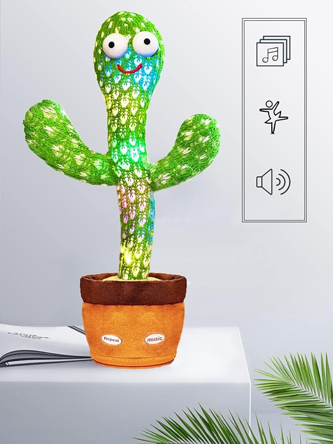 Cactus Baby Toy can be Adjusted Volume, Dancing Singing Musical Gift with LED Light. Baby Toy for Kids Talking Smart Toys, Talking Cactus Exquisite Yarn Bag Packaging-CubbioJoy
