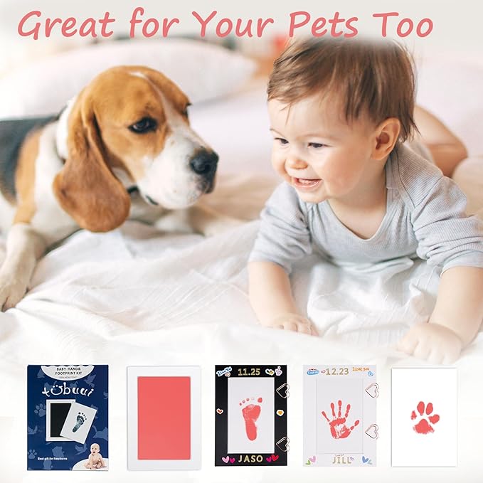 Inkless Baby Hand and Footprint Kit,Clean Touch Ink Pad for Baby Footprint Kit,No Mess Dog Paw Print Kit,DIY Footprint Ink for Baby Keepsake Gifts for Boys and Girls-CubbioJoy