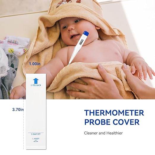 Berrcom Disposable Digital Thermometers Probe Covers Set of 100 Oral Rectal Thermometer Probe Cover Universal Thermometers Sleeves for Adult and Kids-CubbioJoy