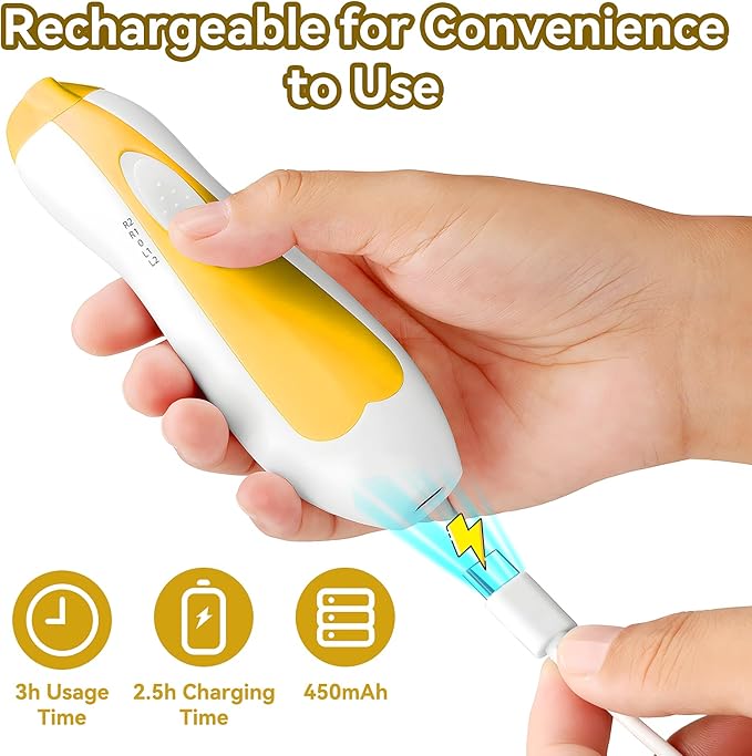 Baby Nail Trimmer Electric, 6 in 1 Rechargeable Baby Nail Clippers Manicure Set Grooming Kit for Toddler Infant or Adults (Yellow)-CubbioJoy