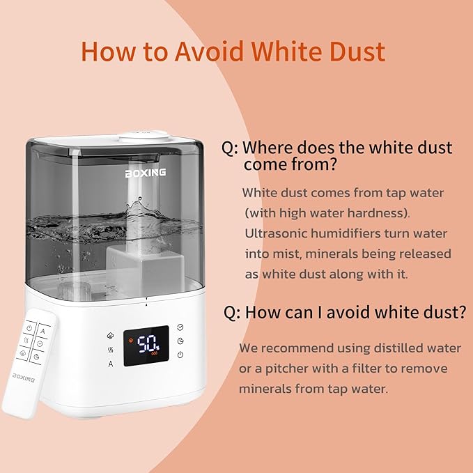 BOXING Warm and Cool Mist Humidifiers for Bedroom Large Room Home, Air Humidifier with Remote, Top Fill Ultrasonic Diffuser Humidifier with humidistat,Quiet Sleep Bedside Nightstand,Timer,Filter,4.5L-CubbioJoy