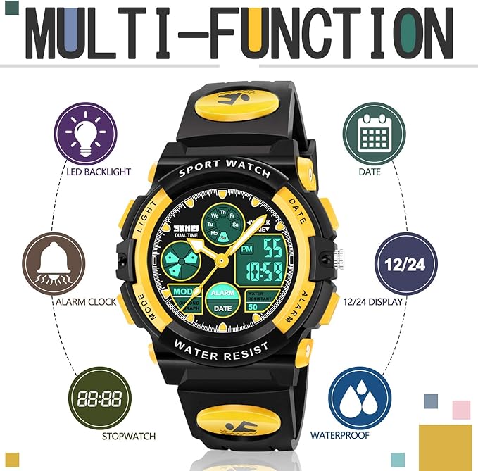 ATIMO LED Multi Function Waterproof Watch for Kids - Kids Gifts-CubbioJoy