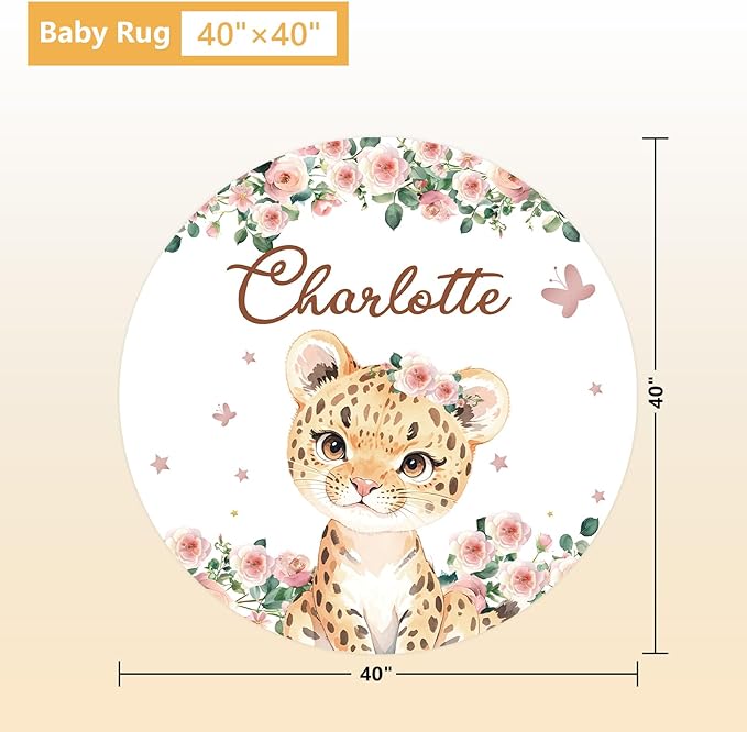 Custom Baby Crib Bedding Set, 5 Pcs Personalized Name Baby Crib Sets for Infant Toddler, Floral Leopard Nursery Bedding Set for Baby Girls, Double Layer Baby Bedding Sets Customized Gifts-CubbioJoy