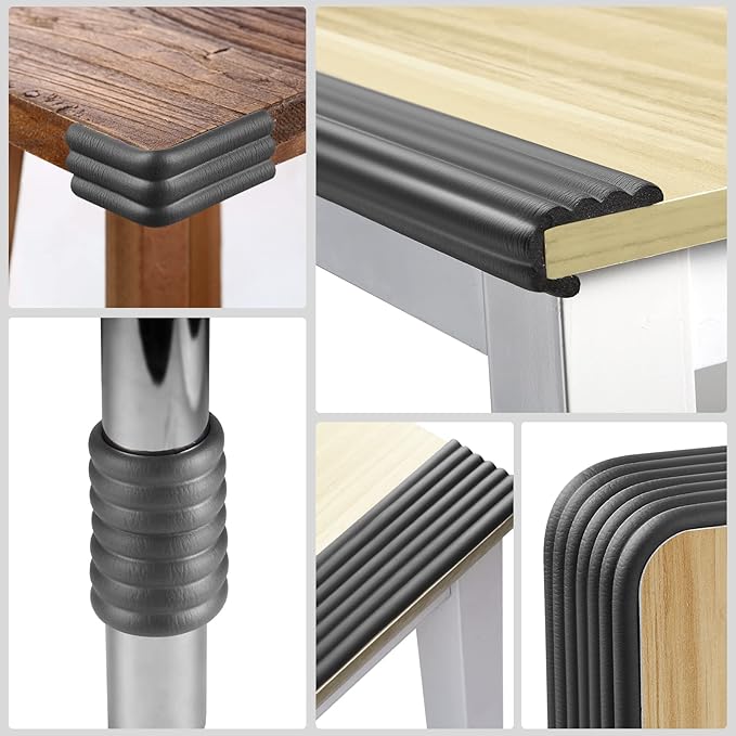 Baby Proofing Edge Corner Protector, 16.4 ft Edge Guards Padding with 3M Adhesive, Extra-Wide Soft NBR Rubber Foam Padding, Furniture,Sharp Edge Safety Corner Edge Bumper Guard-Black-CubbioJoy