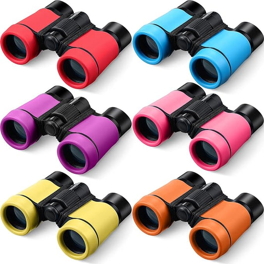 6 Pack Kids Binoculars Shock Proof Toy Binoculars Set for Age 6 Years Boys Girls Hunting Folding Small Telescope Birthday Gifts Bird Watching Educational Learning Camping Outdoor (Cute Colors)-CubbioJoy
