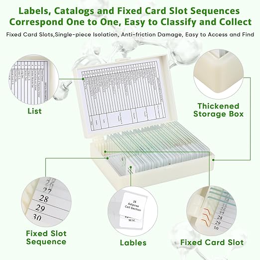 30 Microscope Slides with Specimens,Prepared Microscope Slides for Kids,Glass Slides for Microscope,Prepared Slides for Kids Microscope,Microscope Slide Preparation Kit for Biology Science Classes-CubbioJoy