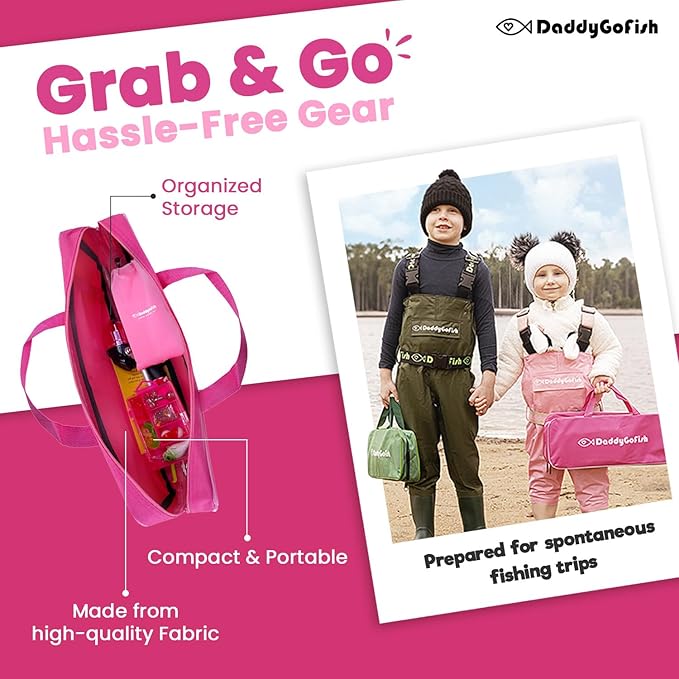 DaddyGoFish Kids Fishing Pole - Rod Reel Combo Tackle Box Starter Set - First Year Small Gear Kit for Boys Girls Toddler Youth Age Beginner Little Children-CubbioJoy