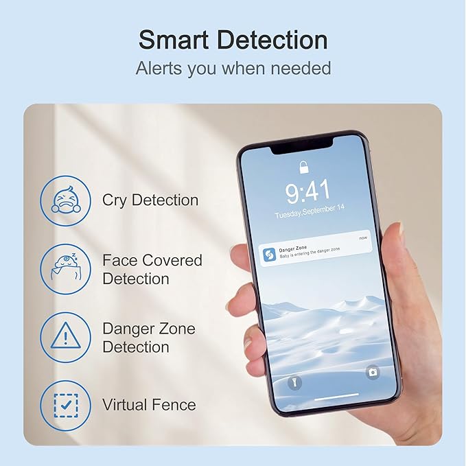 Simsky Smart Baby Monitor with 2×4MP Camera, 6X Optical Quality Zoom, 32GB Local Storage, AI Tracking, Intelligence Detection, Pan-Tilt-Zoom, Add-on Camera Monitor-CubbioJoy